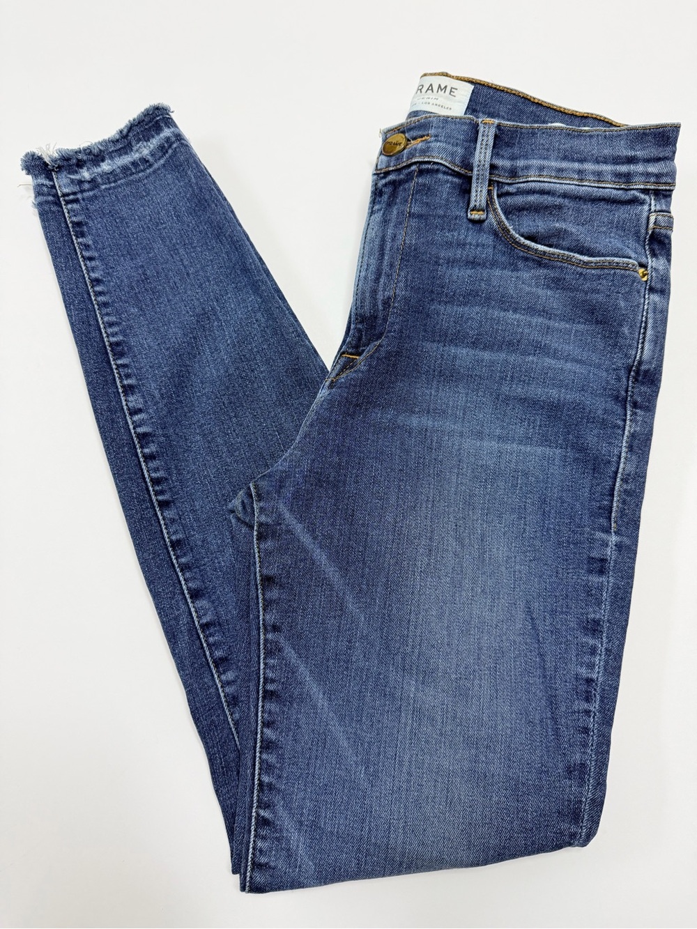 FRAME Le High Skinny Jeans Size 28 Ferdinand Wash Raw Hem Ankle Skinny